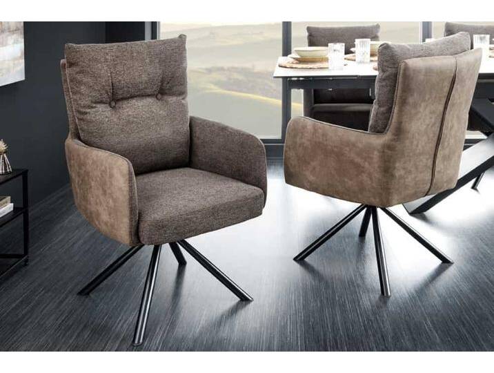 Drehbarer Stuhl BIG GEORGE taupe Microfaser Webstoff Federkern mit Armlehne Metall schwarz Polsterstuhl Esszimmerstuhl Küchenstuhl Industrie & Loft Retro Modern Drehbarer Stuhl BIG GEORGE taupe Microfaser Webstoff Federkern mit Armlehne Metall schwarz Polsterstuhl Esszimmerstuhl Küchenstuhl Industrie & Loft Retro Modern von Riess-Ambiente.de