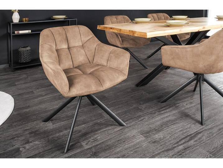 Drehbarer Stuhl PAPILLON champagner greige Samt mit Armlehne schwarzes Metallgestell Polsterstuhl Esszimmerstuhl Küchenstuhl Industrie & Loft Modern Skandinavisch Drehbarer Stuhl PAPILLON champagner greige Samt mit Armlehne schwarzes Metallgestell Polsterstuhl Esszimmerstuhl Küchenstuhl Industrie & Loft Modern Skandinavisch von Riess-Ambiente.de