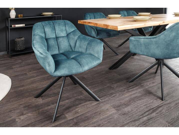 Drehbarer Stuhl PAPILLON petrol Samt schwarze Metallbeine Armlehnen Polsterstuhl Esszimmerstuhl Küchenstuhl Industrie & Loft Modern Retro Drehbarer Stuhl PAPILLON petrol Samt schwarze Metallbeine Armlehnen Polsterstuhl Esszimmerstuhl Küchenstuhl Industrie & Loft Modern Retro von Riess-Ambiente.de
