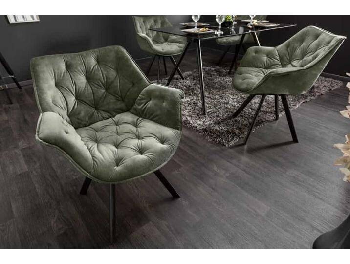 Drehbarer Stuhl THE DUTCH COMFORT dunkelgrün Samt mit Armlehnen Modern Design Polsterstuhl Esszimmerstuhl Küchenstuhl von Riess-Ambiente.de