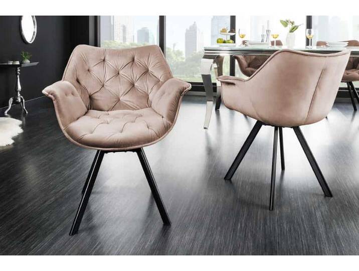 Drehbarer Stuhl THE DUTCH COMFORT greige Samt mit Armlehnen Modern Design Polsterstuhl Esszimmerstuhl Küchenstuhl von Riess-Ambiente.de