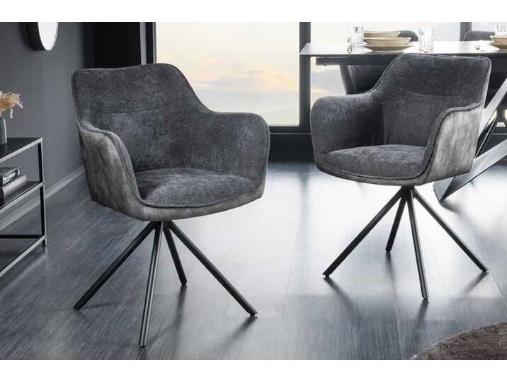 Drehbarer Stuhl VERONA dunkelgrau Samt Strukturstoff mit Armlehne Metallbeine schwarz Polsterstuhl Esszimmerstuhl Küchenstuhl Industrie & Loft Modern Retro Landhaus Skandinavisch Drehbarer Stuhl VERONA dunkelgrau Samt Strukturstoff mit Armlehne Metallbeine schwarz Polsterstuhl Esszimmerstuhl Küchenstuhl Industrie & Loft Modern Retro Landhaus Skandinavisch von Riess-Ambiente.de