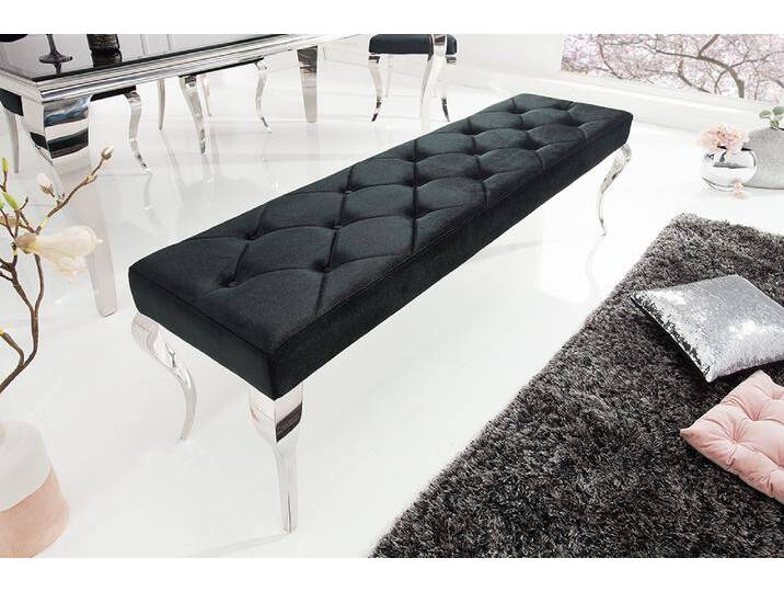 Elegante Sitzbank MODERN BAROCK 172cm schwarz Samt Edelstahl von Riess-Ambiente.de