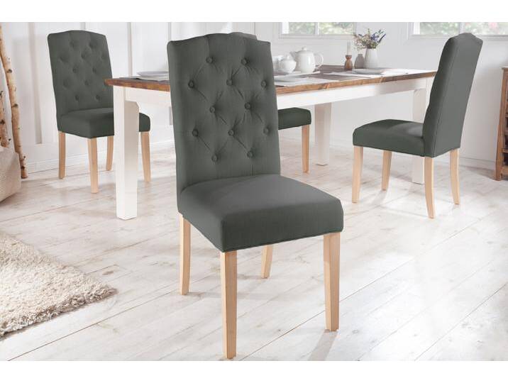 Eleganter Stuhl CASTLE grau mit Chesterfield Steppung im Landhausstil Polsterstuhl Esszimmerstuhl Küchenstuhl Eleganter Stuhl CASTLE grau mit Chesterfield Steppung im Landhausstil Polsterstuhl Esszimmerstuhl Küchenstuhl von Riess-Ambiente.de