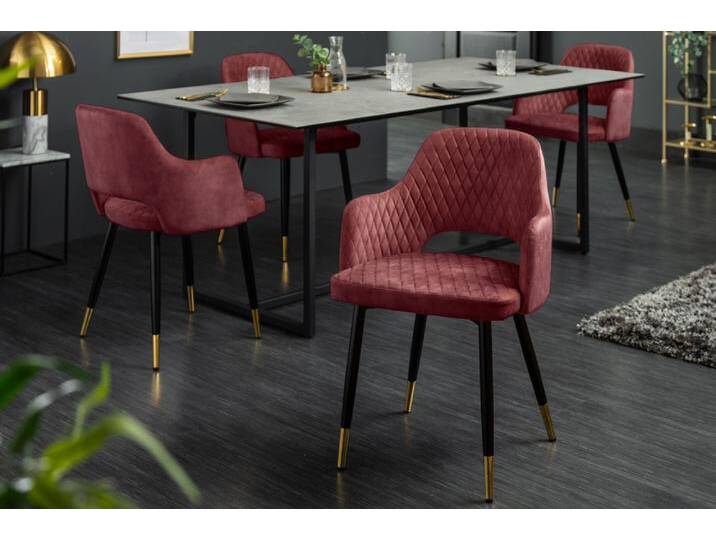 Eleganter Stuhl PARIS rot Samt Ziersteppung Fußkappen gold Retro-Design mit Armlehnen Polsterstuhl Esszimmerstuhl Küchenstuhl Eleganter Stuhl PARIS rot Samt Ziersteppung Fußkappen gold Retro-Design mit Armlehnen Polsterstuhl Esszimmerstuhl Küchenstuhl von Riess-Ambiente.de