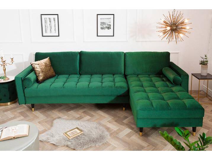 Elegantes Ecksofa COZY VELVET 260cm smaragdgrün Samt Federkern 3-Sitzer L-Form Wohnzimmer Barock Glamour Elegantes Ecksofa COZY VELVET 260cm smaragdgrün Samt Federkern 3-Sitzer L-Form Wohnzimmer Barock Glamour von Riess-Ambiente.de