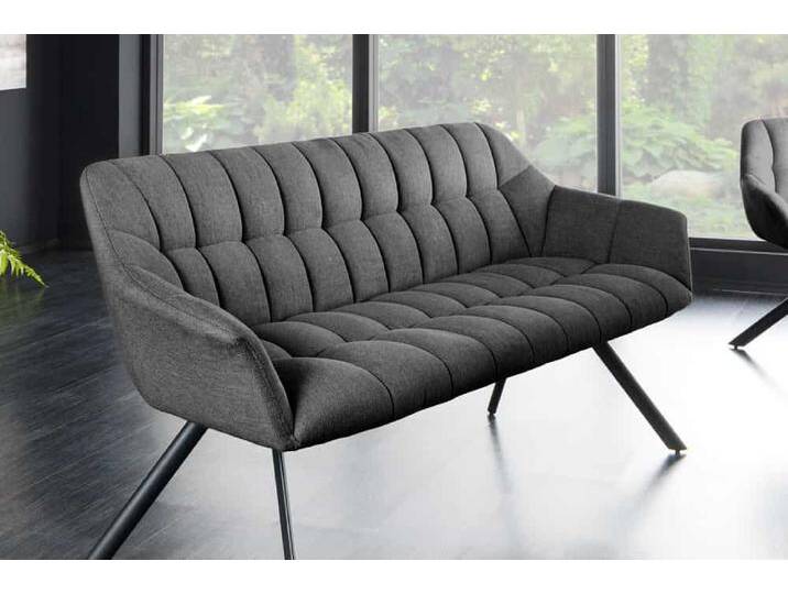 Esszimmer Sitzbank PAPILLON 165cm anthrazit Flachgewebe mit Lehnen schwarzes Metallgestell Glamour Industrie & Loft Modern Retro von Riess-Ambiente.de
