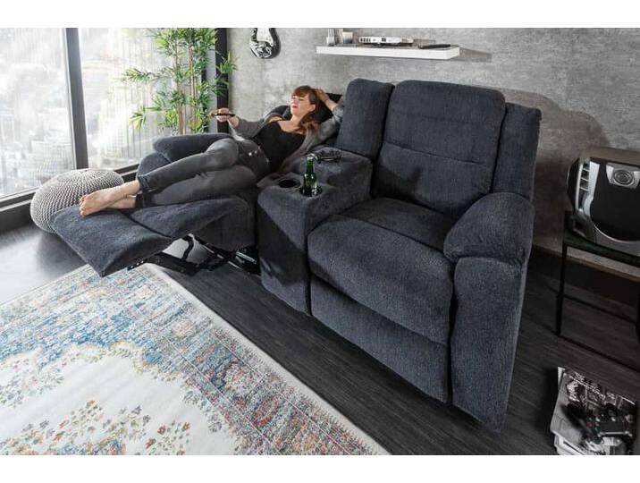 Exklusiver 2er Kino Sessel HOLLYWOOD dunkelgrau Fernsehsessel mit Getränkehalter Modern Exklusiver 2er Kino Sessel HOLLYWOOD dunkelgrau Fernsehsessel mit Getränkehalter Modern von Riess-Ambiente.de