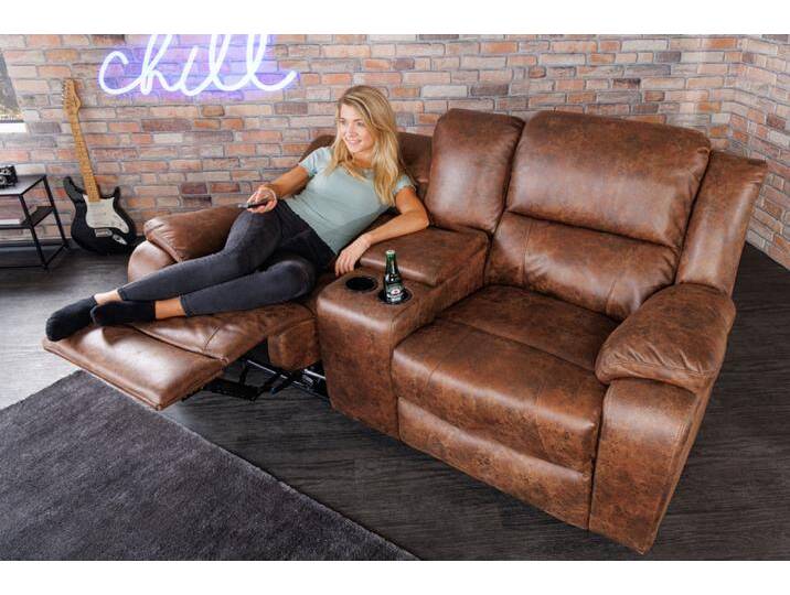 Exklusiver 2er Kinosessel HOLLYWOOD antik braun mit Cupholder Industrie & Loft Modern von Riess-Ambiente.de