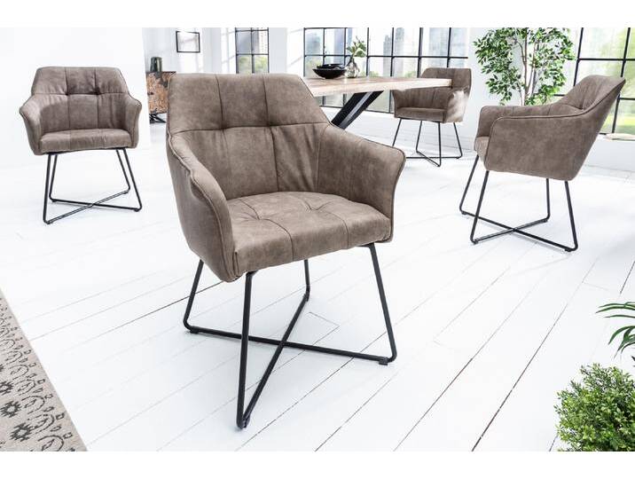 Exklusiver Design Stuhl LOFT Microfaser vintage taupe mit Armlehne Polsterstuhl Esszimmerstuhl Küchenstuhl Exklusiver Design Stuhl LOFT Microfaser vintage taupe mit Armlehne Polsterstuhl Esszimmerstuhl Küchenstuhl von Riess-Ambiente.de