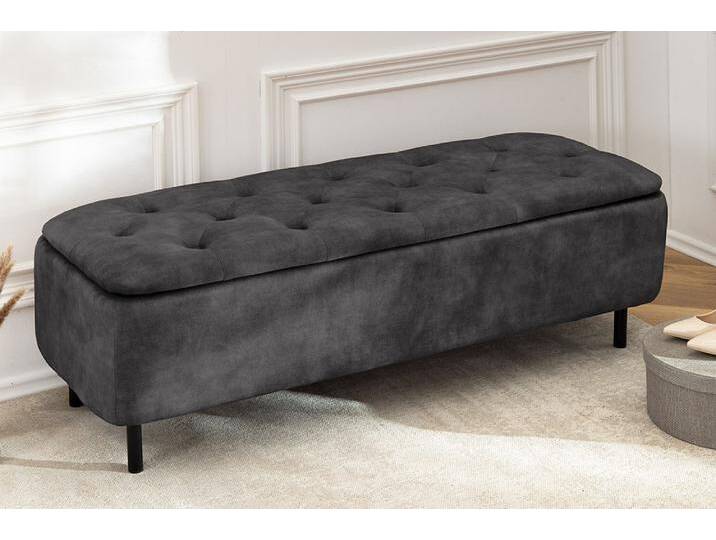Extravagante Polsterbank EN VOGUE 120cm grau Samt mit Stauraum schwarze Metallbeine Chesterfield Glamour Landhaus Modern Extravagante Polsterbank EN VOGUE 120cm grau Samt mit Stauraum schwarze Metallbeine Chesterfield Glamour Landhaus Modern von Riess-Ambiente.de