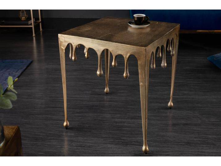 Extravaganter Couchtisch LIQUID LINE L 46cm gold Tropfen-Design rechteckig Sofatisch Wohnzimmertisch Glamour Modern von Riess-Ambiente.de
