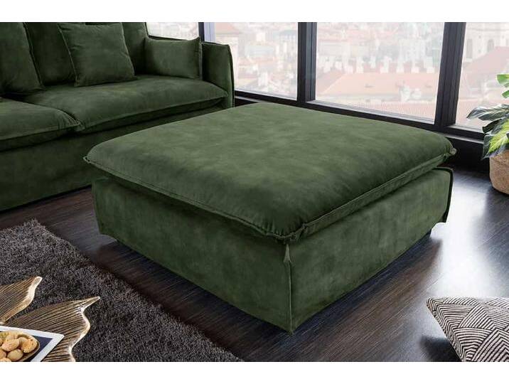 Großer Hussenhocker HEAVEN 100cm dunkelgrün Samt Landhausstil Sofahocker waschbarer Bezug von Riess-Ambiente.de