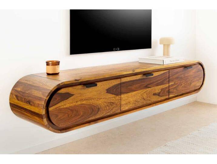 Hängendes TV-Board ORGANIC 160cm braun stone finish Sheeshamholz massiv mit Schubladen Modern Natur Hängendes TV-Board ORGANIC 160cm braun stone finish Sheeshamholz massiv mit Schubladen Modern Natur von Riess-Ambiente.de
