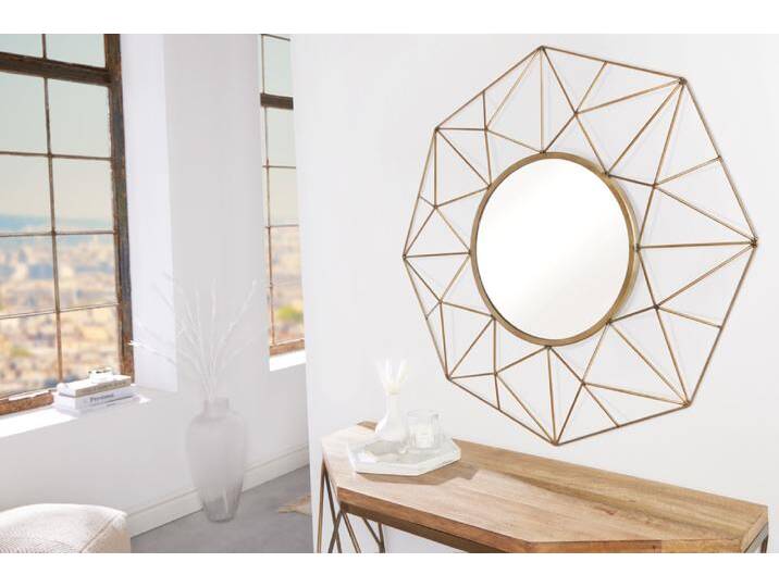 Handgearbeiteter Spiegel DIAMOND XL 90cm messing aus Eisen im Retro Design vieleckig Handgearbeiteter Spiegel DIAMOND XL 90cm messing aus Eisen im Retro Design vieleckig von Riess-Ambiente.de