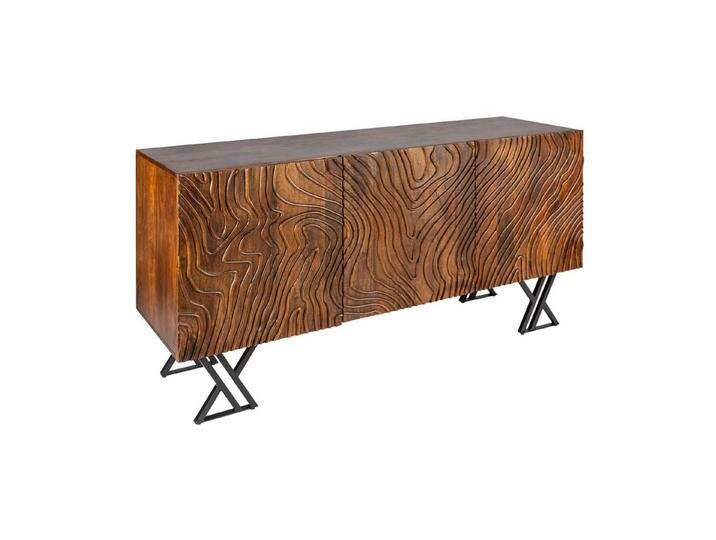 Handgearbeitetes Sideboard FLUID 160cm Mangoholz mit aufwendigen 3D Schnitzereien Industrie & Loft Natur Retro von Riess-Ambiente.de