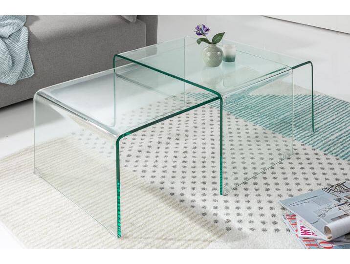 Hochwertiges 2er Set Glas Couchtisch FANTOME 100cm transparent rechteckig Sofatisch Wohnzimmertisch Satztisch Modern Hochwertiges 2er Set Glas Couchtisch FANTOME 100cm transparent rechteckig Sofatisch Wohnzimmertisch Satztisch Modern von Riess-Ambiente.de
