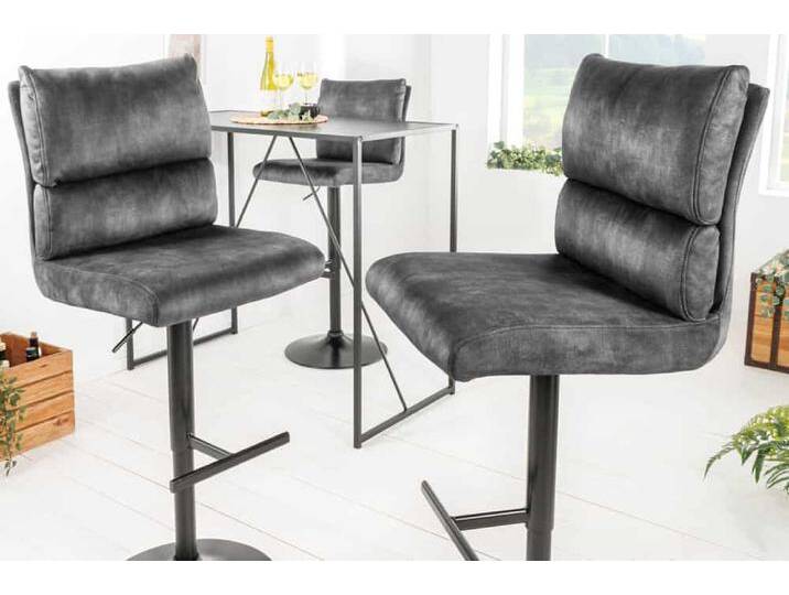 Höhenverstellbarer Barhocker COMFORT dunkelgrau Samt drehbar mit Lehne Metall schwarz Polsterstuhl für Küche Tresenhocker Bistrohocker Küchenhocker Industrie & Loft Modern Höhenverstellbarer Barhocker COMFORT dunkelgrau Samt drehbar mit Lehne Metall schwarz Polsterstuhl für Küche Tresenhocker Bistrohocker Küchenhocker Industrie & Loft Modern von Riess-Ambiente.de