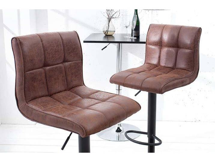 Höhenverstellbarer Barhocker MODENA vintage braun Microfaser Metall schwarz mit Lehne drehbar Polsterstuhl für Küche Tresenhocker Bistrohocker Küchenhocker von Riess-Ambiente.de