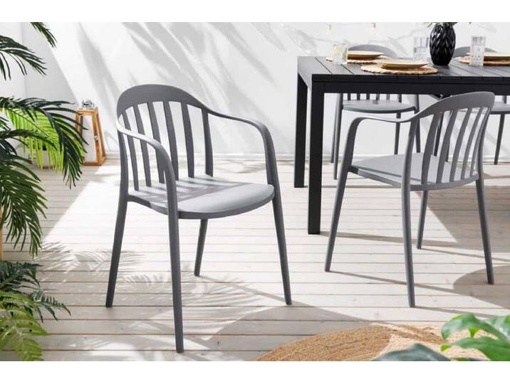 In- und Outdoor Gartenstuhl STUDIO ITALIA anthrazit stapelbar wetterfest Landhaus Modern Skandinavisch von Riess-Ambiente.de
