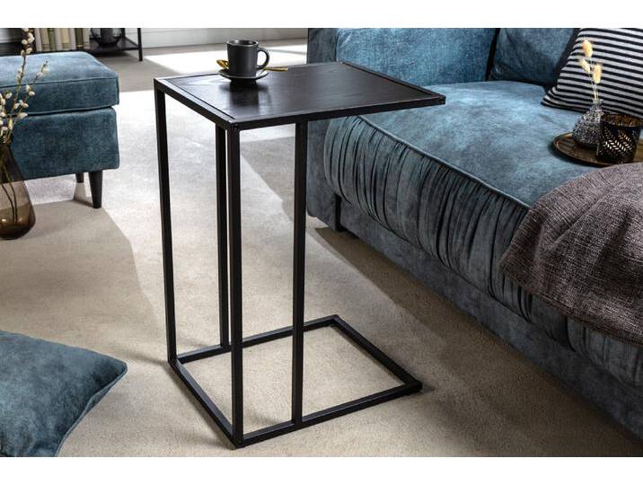 Industrial Beistelltisch SLIM LINE 43cm Esche schwarz Laptoptisch rechteckig Betttisch C-Form Industrie & Loft von Riess-Ambiente.de