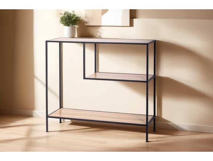 Industrial Regal SLIM LINE 100cm natur anthrazit schwarz Metall Eichen-Optik von Riess-Ambiente.de