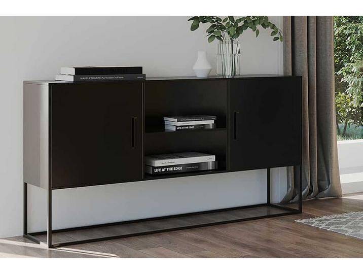 Industrial Sideboard SLIM LINE 120cm anthrazit schwarz Metall mit sechs Fächern Industrie & Loft Modern von Riess-Ambiente.de