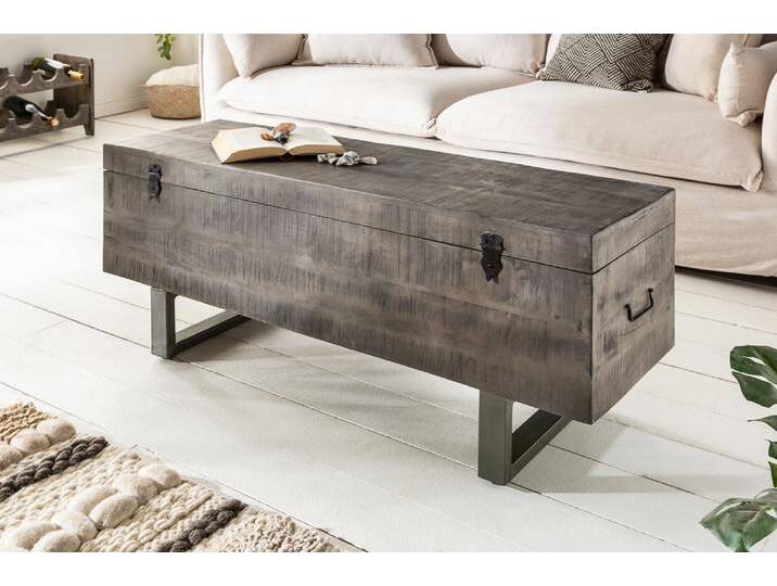 Industrial Truhenbank FACTORY LOFT 115cm Mangoholz grau Sitzbank Industrie & Loft Natur von Riess-Ambiente.de