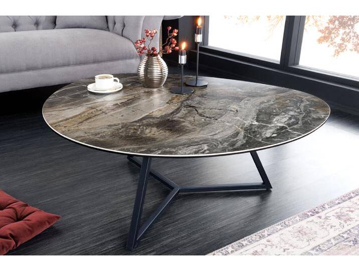 MARVELOUS Couchtisch 90cm taupe Keramik mit Marmormuster, organisch, modern, made in Italy von Riess-Ambiente.de