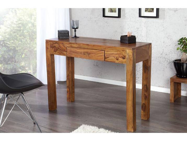 Massiver Sekretär MAKASSAR 100cm braun Sheesham stone finish Schreibtisch Konsolentisch Kolonial Natur von Riess-Ambiente.de