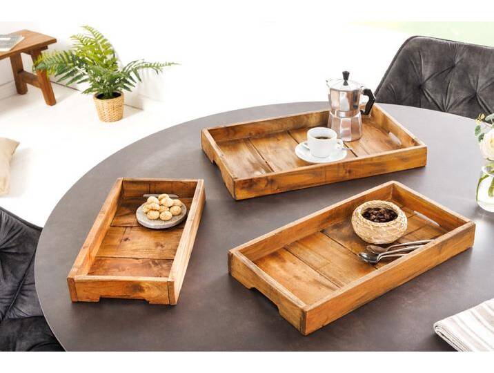 Massives 3er Set Tablett HEMINGWAY 45cm recyceltes Mahagoniholz handmade Servierbrett rechteckig Landhaus Natur Rustikal Upcycling Massives 3er Set Tablett HEMINGWAY 45cm recyceltes Mahagoniholz handmade Servierbrett rechteckig Landhaus Natur Rustikal Upcycling von Riess-Ambiente.de