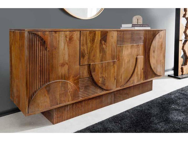 Massives Sideboard ART DECO 170cm braun smoke Mangoholz 3D-Front Natur Retro Rustikal von Riess-Ambiente.de