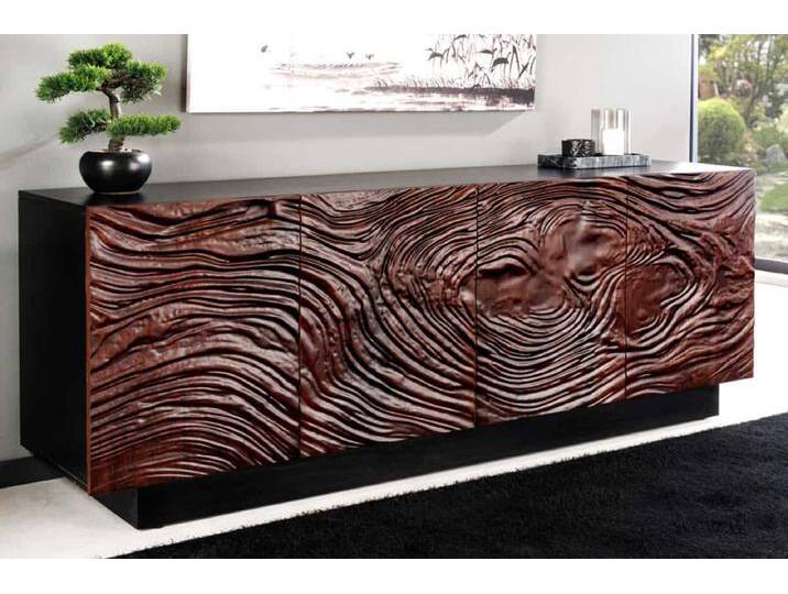 Massives Sideboard FLUID 175cm walnuss-braun Akazienholz 3D-Design schwarzer Sockelfuß Natur Retro Rustikal Massives Sideboard FLUID 175cm walnuss-braun Akazienholz 3D-Design schwarzer Sockelfuß Natur Retro Rustikal von Riess-Ambiente.de