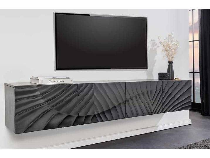 Massives TV-Lowboard SCORPION 200cm schwarz hängend Mangoholz 3D-Design Glamour Retro Industrie & Loft Modern von Riess-Ambiente.de