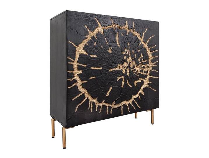 Massivholz Highboard THE CIRCLE 120cm schwarz gold Mango Metall Retro, 6 Fächer, edles Design Massivholz Highboard THE CIRCLE 120cm schwarz gold Mango Metall Retro, 6 Fächer, edles Design von Riess-Ambiente.de