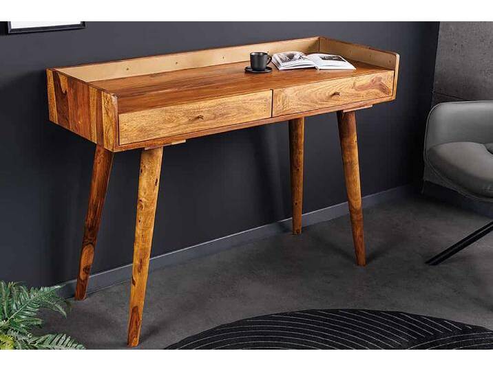 Massivholz Konsolentisch BEAUTY BY NATURE 110cm braun Sheesham stone finish Schreibtisch rechteckig von Riess-Ambiente.de