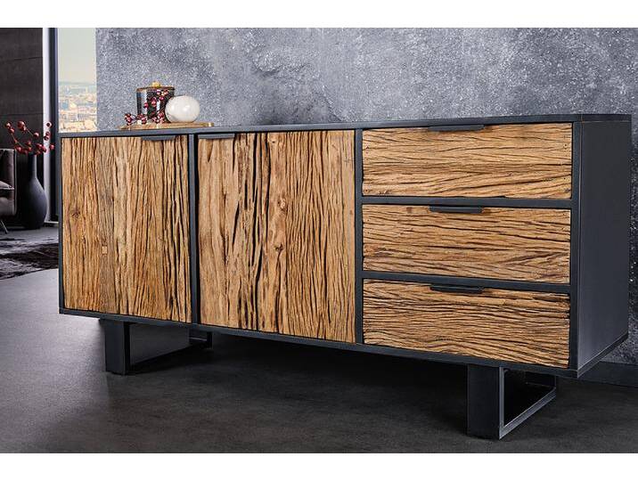 Massivholz Sideboard BARRACUDA 150cm Teak Mango schwarz Metall recycelt Industrie & Loft Natur Rustikal Landhaus Maritim von Riess-Ambiente.de