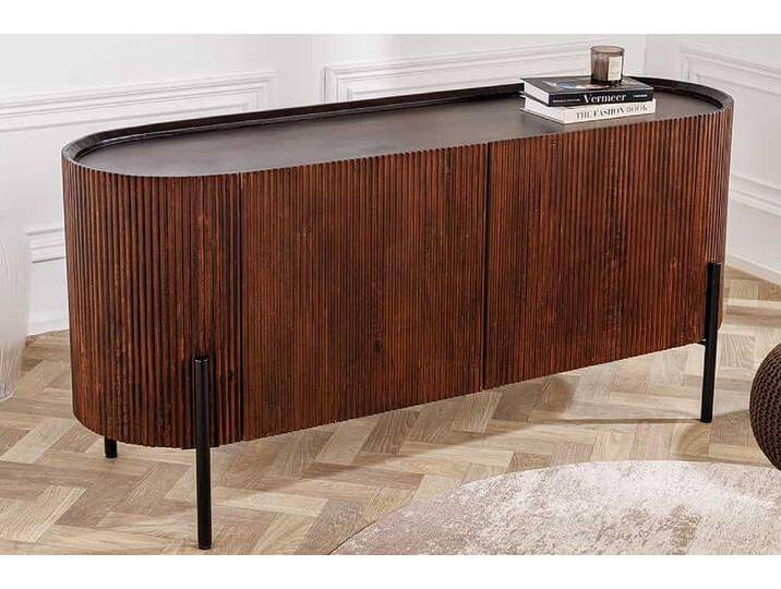 Massivholz Sideboard GATSBY 150cm dunkelbraun Mango Retro Design von Riess-Ambiente.de