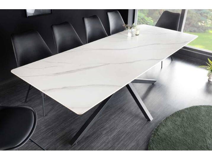 Moderner Esstisch GALAXIE 200cm weiß Keramik Marmor-Design glänzend Metallgestell schwarz rechteckig Esszimmertisch 6 Personen Moderner Esstisch GALAXIE 200cm weiß Keramik Marmor-Design glänzend Metallgestell schwarz rechteckig Esszimmertisch 6 Personen von Riess-Ambiente.de