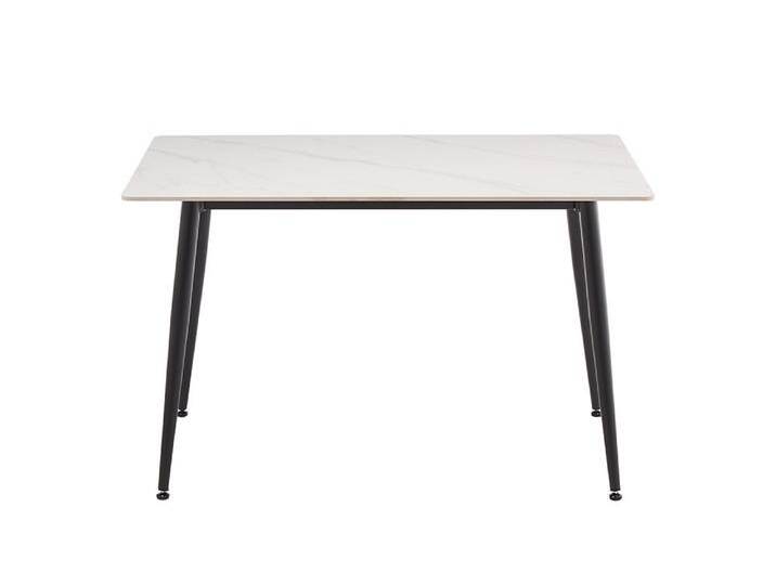 Moderner Esstisch MILANO 120cm weiß Keramik schwarze Metallbeine rechteckig Esszimmertisch Küchentisch 4 Personen von Riess-Ambiente.de