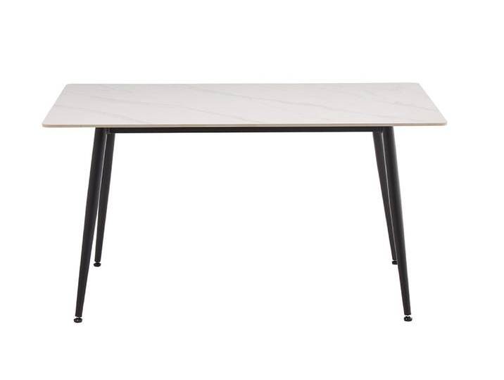 Moderner Esstisch MILANO 140cm weiß Keramik schwarze Metallbeine rechteckig Esszimmertisch 6 Personen von Riess-Ambiente.de
