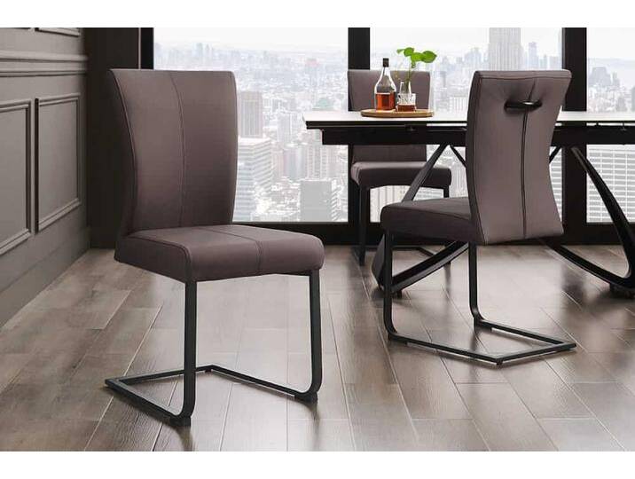 Moderner Freischwinger SAMSON taupe grau Echtleder Metallrahmen mit Komfortgriff Moderner Freischwinger SAMSON taupe grau Echtleder Metallrahmen mit Komfortgriff von Riess-Ambiente.de