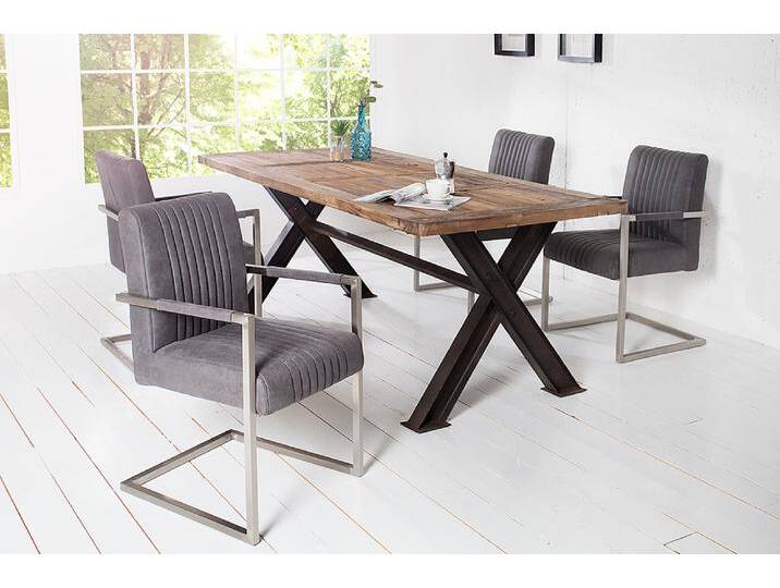 Moderner Freischwinger Stuhl BIG ASTON vintage grau Microfaser Federkern Edelstahl Polsterstuhl Esszimmerstuhl Küchenstuhl Moderner Freischwinger Stuhl BIG ASTON vintage grau Microfaser Federkern Edelstahl Polsterstuhl Esszimmerstuhl Küchenstuhl von Riess-Ambiente.de