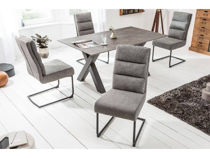 Moderner Freischwinger Stuhl COMFORT vintage grau mit schwarzem Metall-Gestell Polsterstuhl Esszimmerstuhl Küchenstuhl Moderner Freischwinger Stuhl COMFORT vintage grau mit schwarzem Metall-Gestell Polsterstuhl Esszimmerstuhl Küchenstuhl von Riess-Ambiente.de