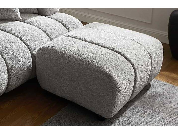 Moderner Hocker ADLON 100cm grau Bouclé Federkern Fußhocker Sitzhocker von Riess-Ambiente.de
