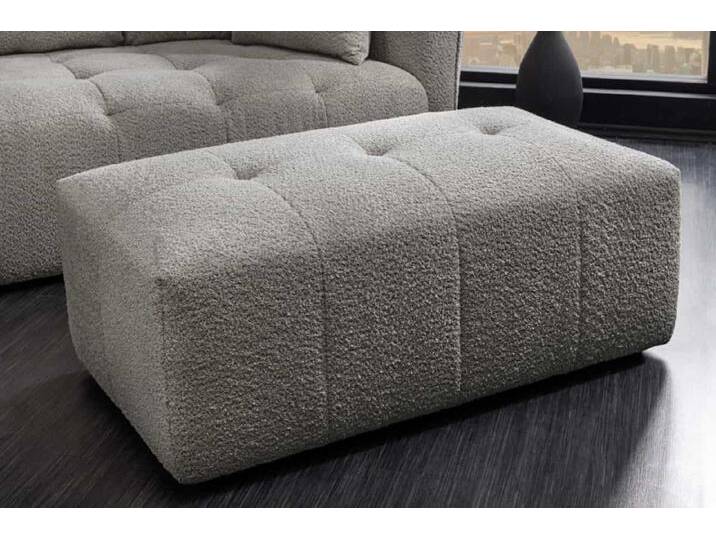 Moderner Hocker ROYAL 120cm grau Bouclé Federkern Sitzhocker Fußhocker von Riess-Ambiente.de