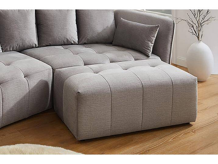 Moderner Hocker ROYAL 120cm grau Velours-Strickstoff Federkern Sitzhocker von Riess-Ambiente.de