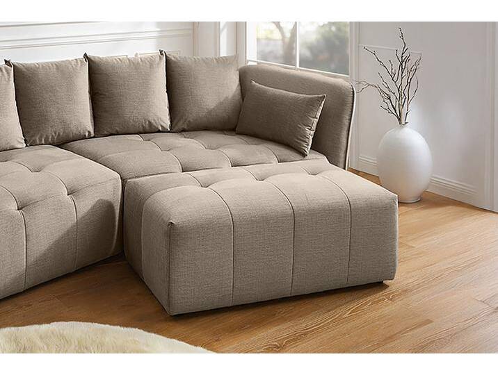 Moderner Hocker ROYAL 120cm greige Velours-Strickstoff Federkern Sitzhocker von Riess-Ambiente.de