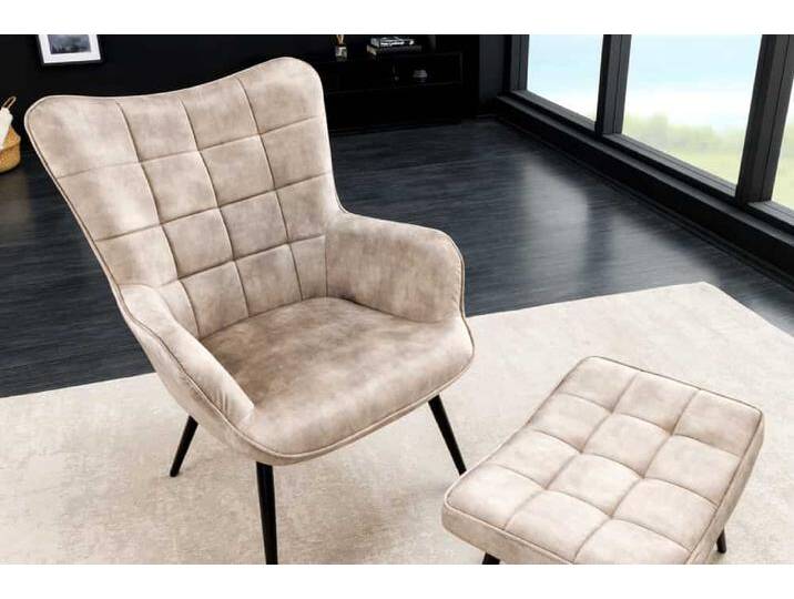 Moderner Sessel SCANDINAVIA champagner beige Samt schwarze Metallbeine mit Armlehne Moderner Sessel SCANDINAVIA champagner beige Samt schwarze Metallbeine mit Armlehne von Riess-Ambiente.de
