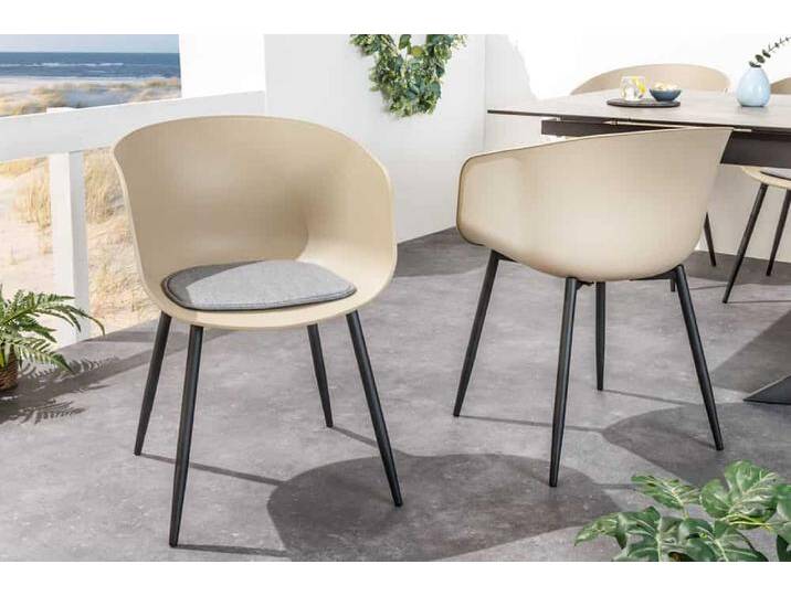 Moderner Stuhl DESIGNO greige schwarz Kunststoff Gartenstuhl mit Armlehnen Indoor Outdoor Esszimmerstuhl Küchenstuhl Moderner Stuhl DESIGNO greige schwarz Kunststoff Gartenstuhl mit Armlehnen Indoor Outdoor Esszimmerstuhl Küchenstuhl von Riess-Ambiente.de